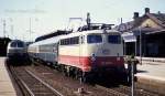 114493 mit D 333 nach Fredericia am 22.5.1988 um 11.48 Uhr im oberen Bahnhof des HBF Osnabrück.