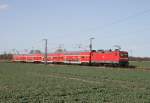 114 007 mit RE 18316 (Walddrehna–Stralsund Hbf) am 10.04.2011 zwischen W�nsdorf-Waldstadt und Zossen