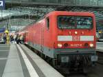 RE1 nach Eisenhüttenstadt bespannt mit 114 027-6 auf Gleis 12 am 03.09.2010 in Berlin Hbf.
