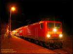 Am Morgen wartet 114 036 mit dem RE38300 nach J�terbog auf seine Abfahrt in Herzberg(Elster).