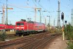 Regionalbahn aus Delitsch mit 114 301-5 f�hrt am 13.9.2008 in den Leipziger Hbf ein.