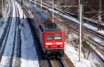 114 301 zieht am 31.01.10 eine RB nach Leipzig, hier bei Holzweissig.