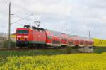 114 028 mit RE4 von Wismar nach Ludwigsfelde kurz vor Mecklenburg.