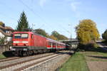 114 002 mit n-Wagen am 13.10.17 in Metzingen.