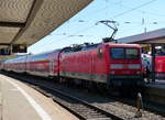 Gestern am 06.05.2018 wurde der RE Nürnberg-Stuttgart im Sandwich mit zwei 114er gefahren.