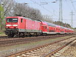 114 040 mit einem RE 5 nach Neustrelitz am 07. April 2019 bei Diedersdorf.