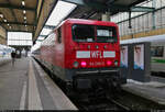 Als Leerfahrt aus Tübingen Hbf zurückgekehrt ist 114 006-0 (112 006-2) in Stuttgart Hbf auf Gleis 10.