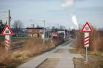 Am 12.02.2008 der RE5 von Rostock nach Lutherstadt Wittenberg mit 114 018-5 hat Rostock verlassen.