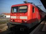 Alle Regionalbahnzge zwischen Stralsund und Berlin legen in Angermnde eine 5 mintige Pause ein.So auch RE 38347 Stralsund-Elsterwerda der am 12.April 2009 mit der 114 003 bespannt war.