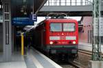 114 029 steht am 09.04.09 mit dem RE nach Stralsund in Berlin Gesundbrunnen.