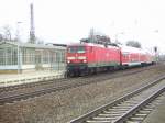 114 032-6 mit einem RE in Werder/Havel am 17.3.05