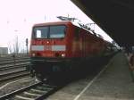 114 019-3 im Bahnhof Bad Kleinen am 25.03.05 auf den Weg nach Wismar.