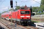 BERLIN, 21.07.2009, 114 020-1 als RE5 nach Lutherstadt Wittenberg bei der Einfahrt in den Bahnhof Südkreuz   