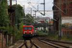 114 010-2 erreicht mit dem RE4 nach Wismar den Bahnhof Schwerin. 