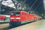 114 007-8 (ex-112 007) vor dem RE 36042 Leipzig Hbf - Magdeburg Hbf am 13.02.2001 in Leipzig Hbf.