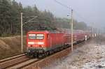 114 026 mit RE 3 nach Schwedt am 29.01.2011 bei Spechthausen