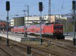 114 017 blieb mit ihren RE,am 23.April 2011,in Stralsund.