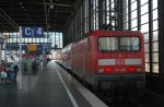 BR 114 005 schiebt den Regionalexpress nach Charlottenburg aus dem Bhf Berlin Zoo. August 2012.