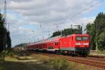 Am 27.August 2012 durchquerte 114 006 mit einem RE1 Frankfurt/Oder->Berlin-Charlottenburg Berlin-Friedrichshagen Richtung Endbahnhof.