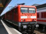 114 005 brachte,am 28.Mai 2011,einen RE von Wismar nach Ludwigsfelde nach Schwerin.