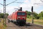 114 015-1 mit RB Richtung Magdeburg in Eilsleben am 20.07.2013