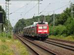 DB Regio Hessen 114 036 schiebt am 27.06.14  in Maintal Ost ein RE nach Fulda