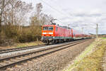 114 014-4 u.114 037-5 sind in Richtung Frankfurt/Main bei Kerzell am 22.03.2023