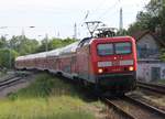 114 040 fährt am 22.05.2016 als RE5 in Neustrelitz ein.