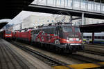 115 509 hatte am 27.01.2017 die Ehre 120 147, 111 159, sowie einen IC-Wagen (von der 146 verdeckt) als PbZ 2461 nach München zu bringen.