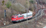 115 261 kommt auf der Nordumfahrung Rbf mit dem Bordbistro D-DB 61 80 85-94 491-5 A-Rkimbz  dahergefahren.Bild 12.3.2018 