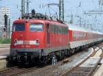 115 350-1 mit Nachtzug,- und Autozugwagen. Dortmund Hbf, 08.06.2008.