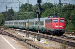 115 327-9 im Zubringerdienst fr den Mnchner Hbf mit einem italienischen Intercity, welcher im Wagenwerk Pasing logistisch behandelt wurde. (02.07.08)