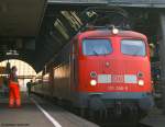 115 346-9 und 293-3 (kalt) mit dem PbZ 1958 (Basel Bad Bf- Frankfurt (Main) Hbf) kurz vor der Abfahrt Karlsruhe Hbf am 2.5.09