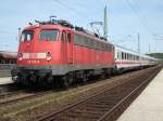 Der nur am Sonntag fahrende Uex 1809 Binz-Kln wurde am 17.Mai 2009 im Abschnitt Binz-Rostock von der 115 332 gezogen.Mit nur fnf Wagen stand der Zug in Bergen/Rgen.