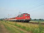 BR 115 261-0 mit dem NZ nach Hamburg am 29.6.09 auf der KBS 380 nrdlich von Nienburg (Weser).