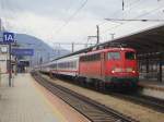 IC 1280 Grossglockner mit DB Br 115 332-9 in Wrgl,abfahrbereit nach Flensburg.05.04.2010
