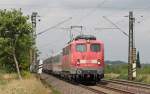 115 205-7 mit dem IC2862 aus Hamm (Westf.) nach Bonn Hbf bei Sechtem, am Zugschluss hing kalt 115 346-9, 9.8.10