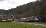 115 509-2  80 Jahre Autozug  mit dem IC 280 (Zrich HB-Stuttgart Hbf) bei Aistaig 22.1.12