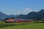 DB 115 509 -2  80 Jahre Auto im Zug  zieht den PF 13994 aus sterreich in Richtung Mnchen.
Bernau, 16.06.12