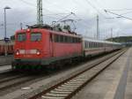 115 205 mit dem Uex 2409 Binz-Kln,am 07.Oktober 2012,beim einzigen Zwischenhalt auf Rgen,in Bergen/Rgen.