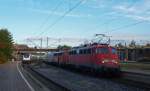 115 459-0 fuhr am 27.10.2012 mit einer weiteren 110/115 und einem Pbz durch Hamburg-Harburg.