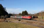 115 198-4 mit dem IC 185 (Stuttgart Hbf-Zürich HB) bei Neufra 6.2.14