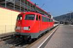 Ausfahrt am 06.03.2014 von 115 293-3 mit IC 185 (Stuttgart Hbf - Zürich HB) im Bahnhof von Horb.