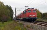 115 293 zog am 13.10.15 den PbZ 2467 von Berlin kommend durch Greppin nach Leipzig. Am Zugschluss lief an diesem Tag 146 014 kalt mit.