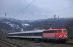 Am 11.01.2021 zog GfF 115 459 den RB48-Ersdatzzug nach Wuppertal-Oberbarmen durch Steinbeck.