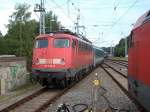 115 509 stellte am 10.August 2010 den EC 379 nach Brno,in Binz am Bahnsteig bereit.