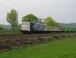139 177-0, das Zebra der Lokomotion mit einem leeren Holzzug in Fahrtrichtung Sden kurz vor Friedlos am 16.04.2009.