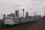Lokomotion 139 312-8 mit einem Containerzug (Sdl) nach Neuss Gbf in Dsseldorf-Hamm am 12.07.2011