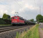 139 557-3 mit Kesselwagenzug in Fahrtrichtung Süden.
