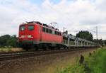 139 314-9 mit leeren Autotransportwagen in Fahrtrichtung Nienburg(Weser). Aufgenommen in Eystrup am 23.07.2015.